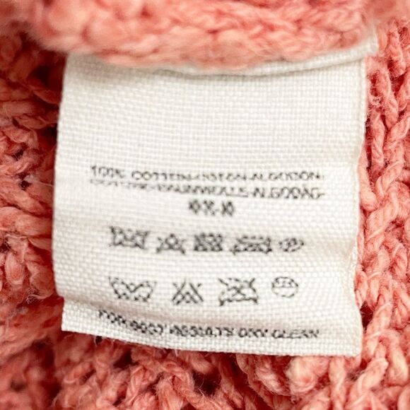 Free People Chunky Sweater Size Medium Greenwich Village Boho Tunic Coral Pink - Picture 10 of 12
